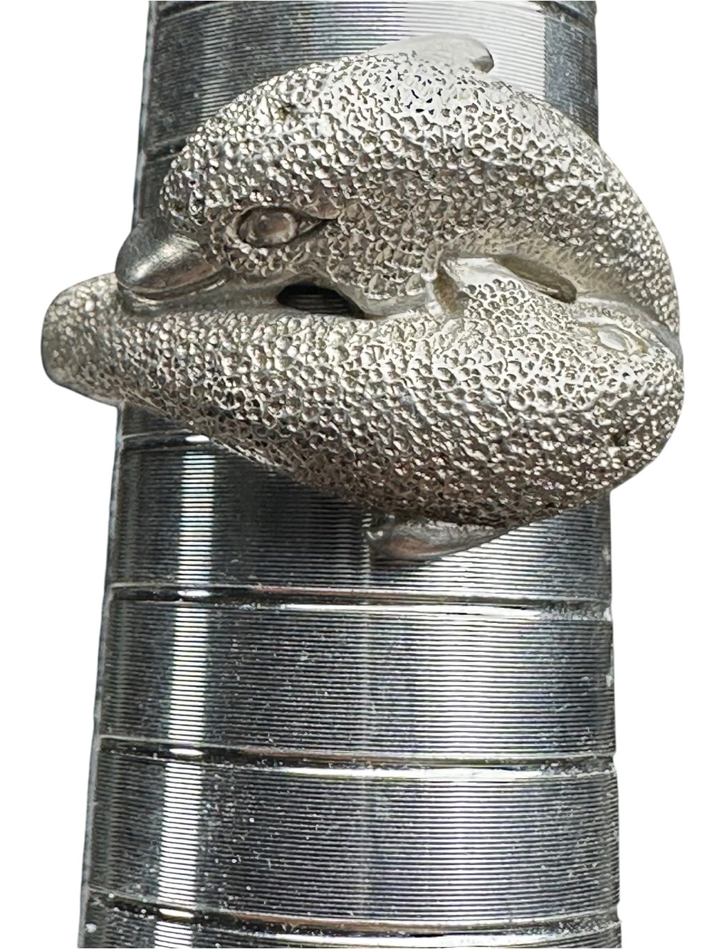 Vtg Kabana 925 Sterling Silver Bypass Wrapped Textured Dolphin Ring Sz 6.75 4.7g